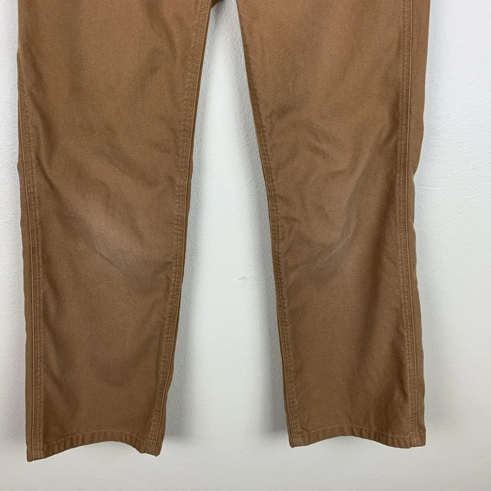 Carhartt Youth Size 12 Pants Carpenter Tan Brown Adjustable Waist Pockets Canvas